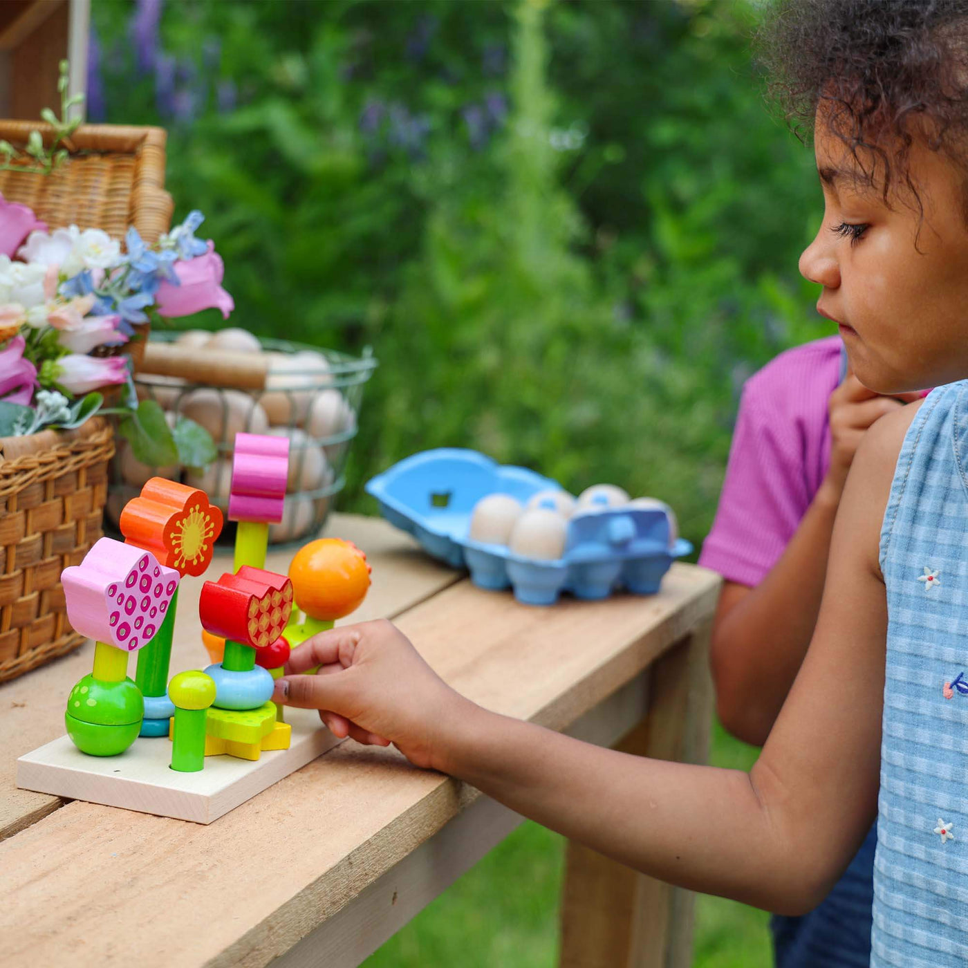 Flower Garden Wooden Sorting and Stacking Game